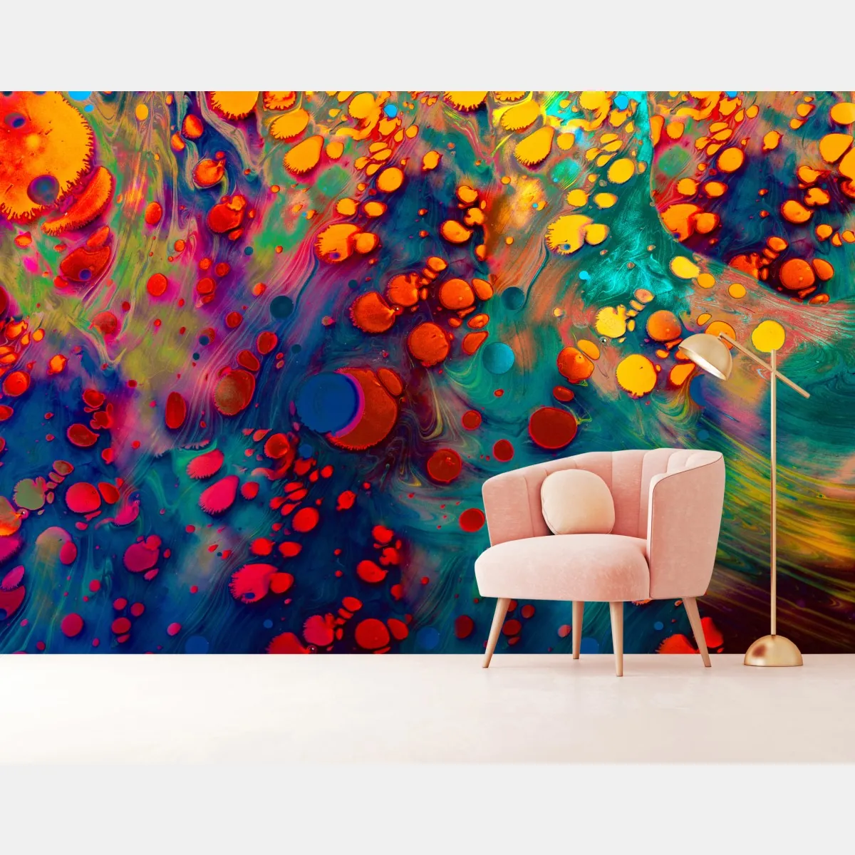 Fototapeta żywe turkusowo-pomarańczowe marmurkowe dzieło – Wallissimo® Fototapeta żywe turkusowo-pomarańczowe marmurkowe dzieło – Wallissimo®