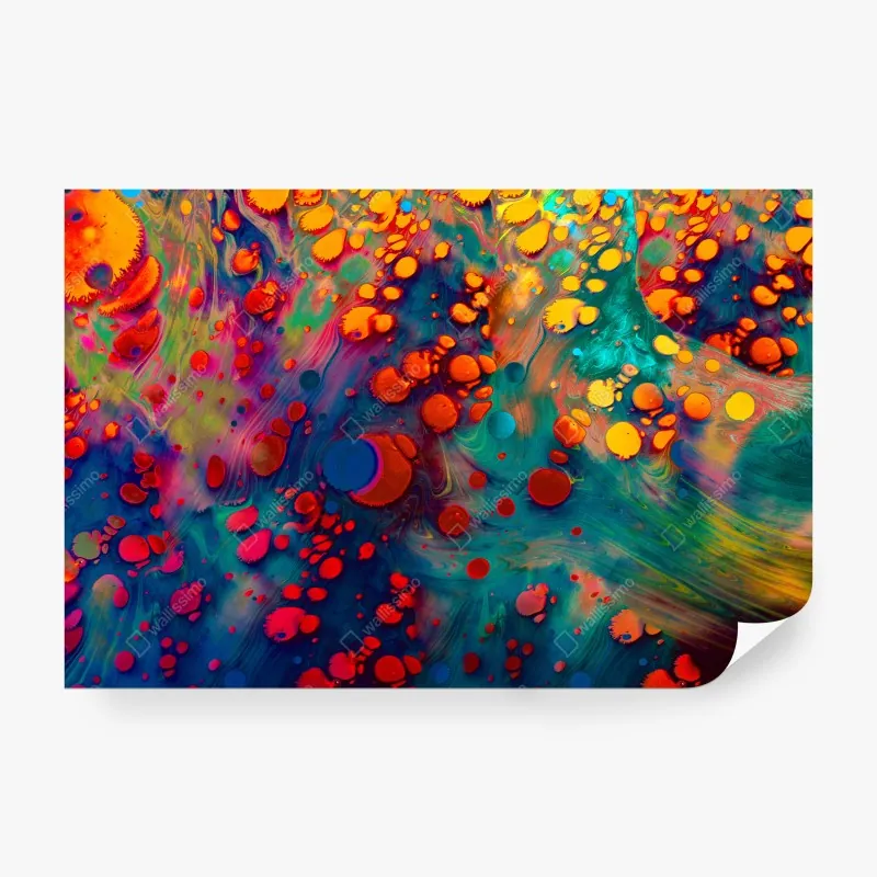 Fototapeta żywe turkusowo-pomarańczowe marmurkowe dzieło