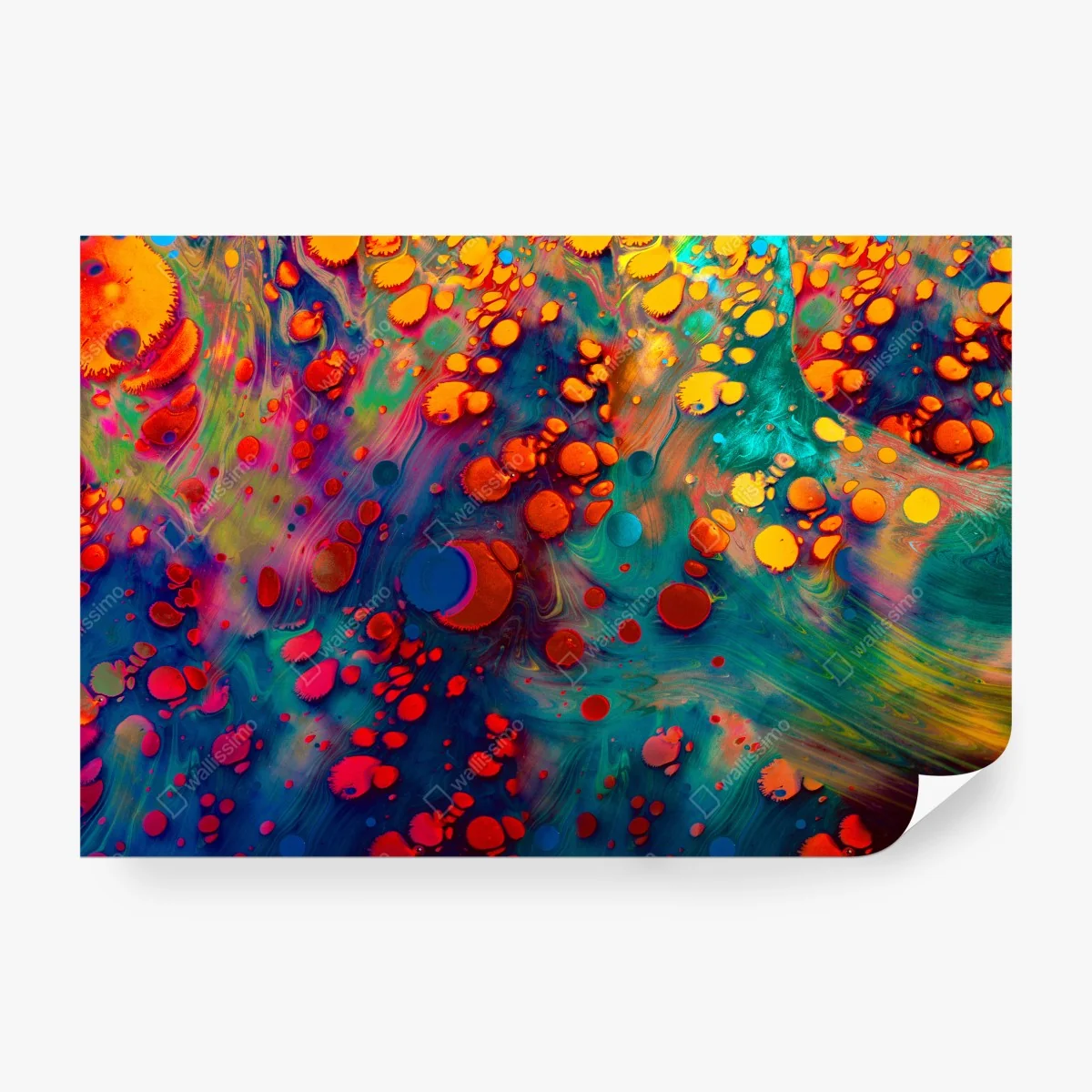 Fototapeta żywe turkusowo-pomarańczowe marmurkowe dzieło – Wallissimo® Fototapeta żywe turkusowo-pomarańczowe marmurkowe dzieło – Wallissimo®