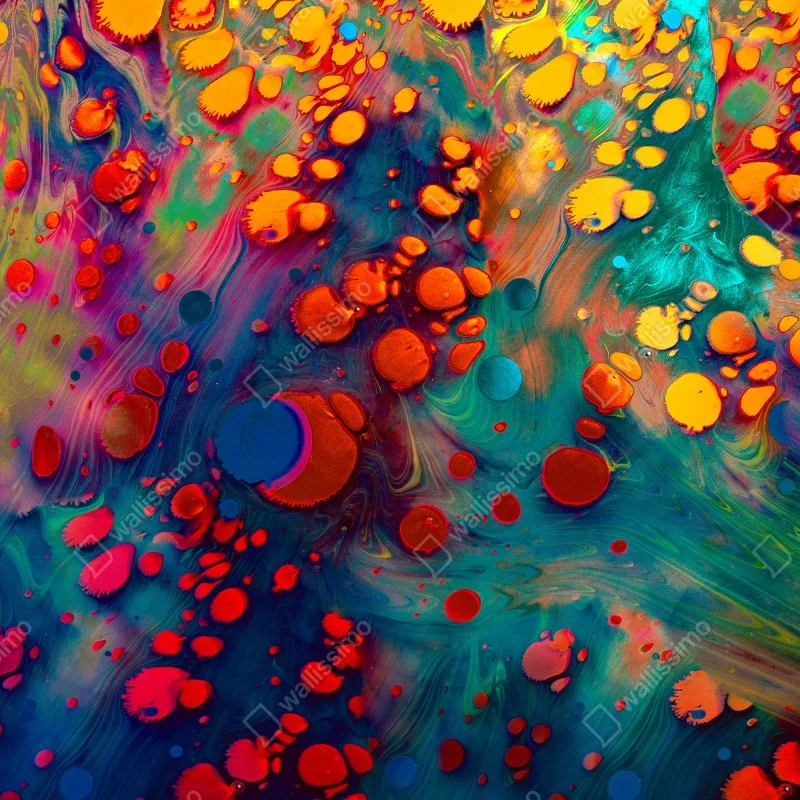 Fototapeta żywe turkusowo-pomarańczowe marmurkowe dzieło – Wallissimo® Fototapeta żywe turkusowo-pomarańczowe marmurkowe dzieło – Wallissimo®