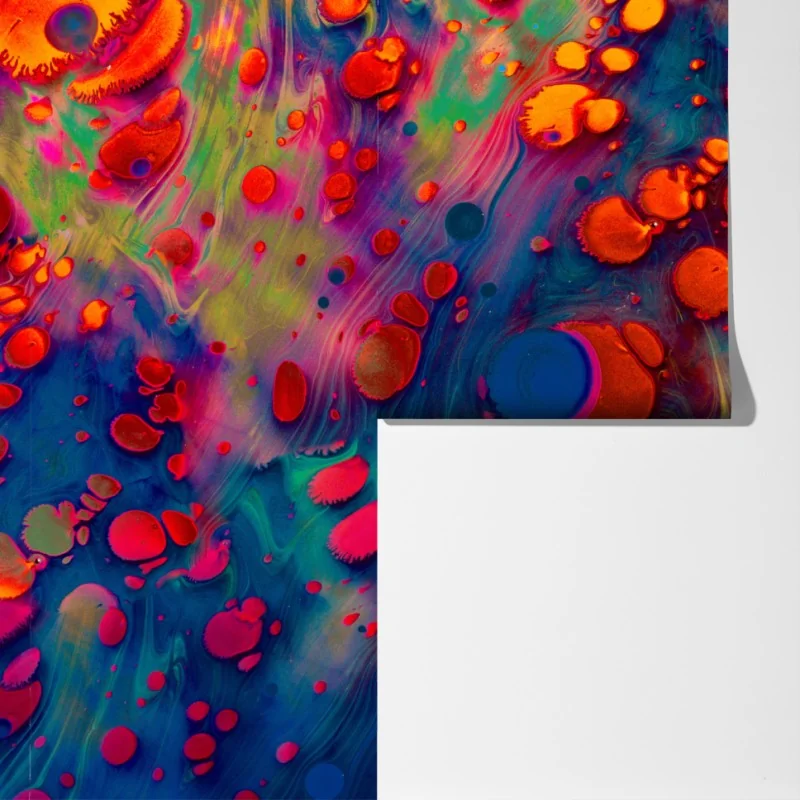 Fototapeta żywe turkusowo-pomarańczowe marmurkowe dzieło – Wallissimo® Fototapeta żywe turkusowo-pomarańczowe marmurkowe dzieło – Wallissimo®