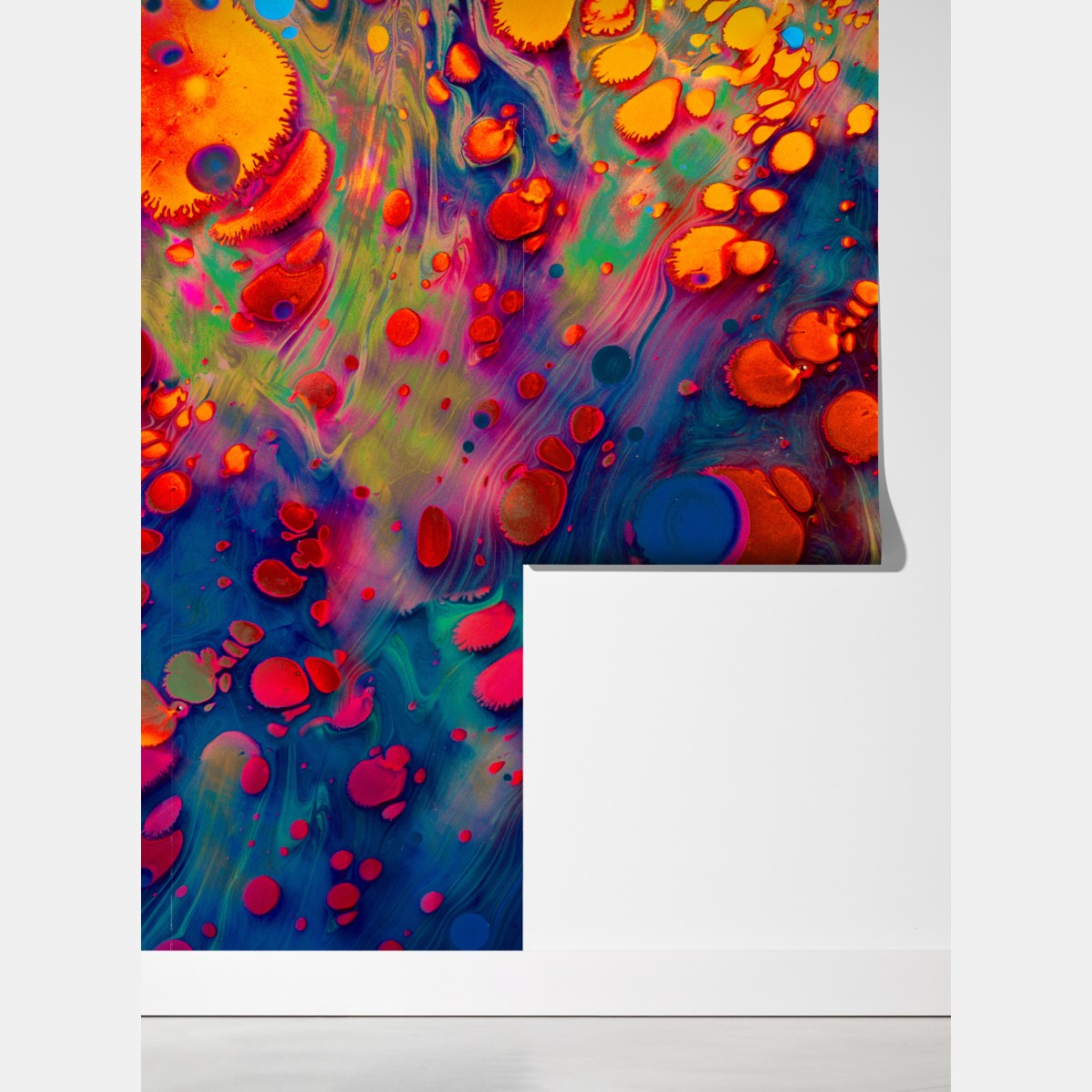 Fototapeta żywe turkusowo-pomarańczowe marmurkowe dzieło – Wallissimo® Fototapeta żywe turkusowo-pomarańczowe marmurkowe dzieło – Wallissimo®