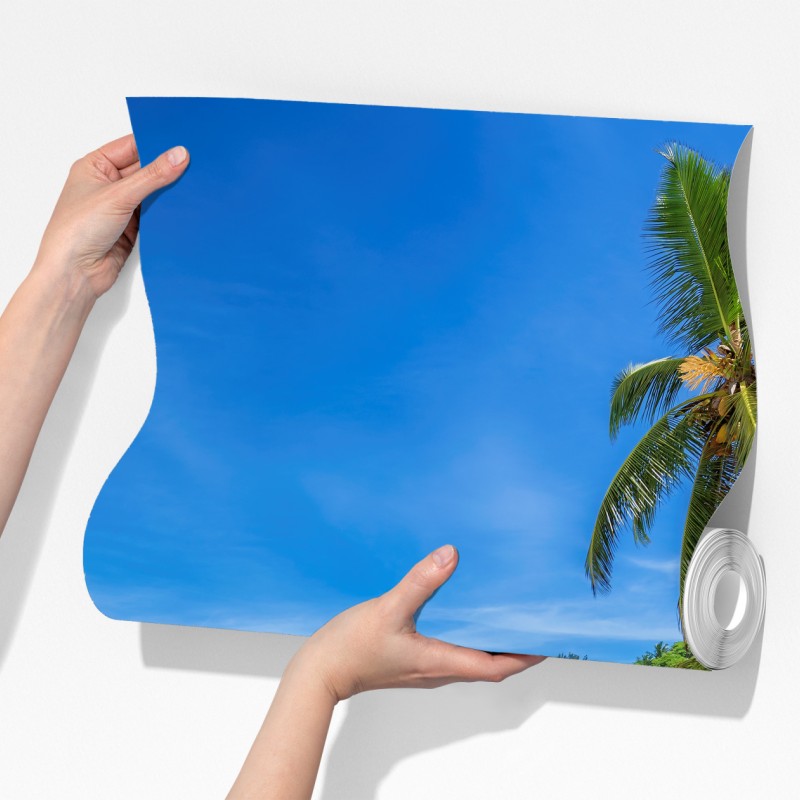 Fototapeta tropikalna plaża z palmami – Wallissimo® Fototapeta tropikalna plaża z palmami – Wallissimo®