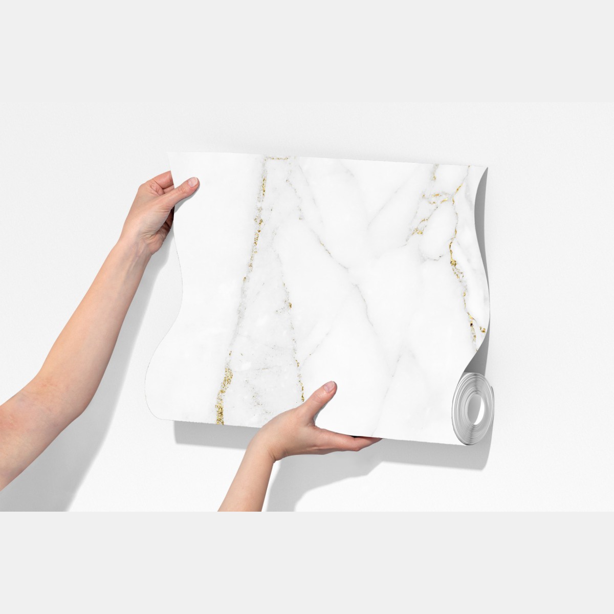 Fototapeta biały marmur ze złotymi żyłkami – Wallissimo® Fototapeta biały marmur ze złotymi żyłkami – Wallissimo®