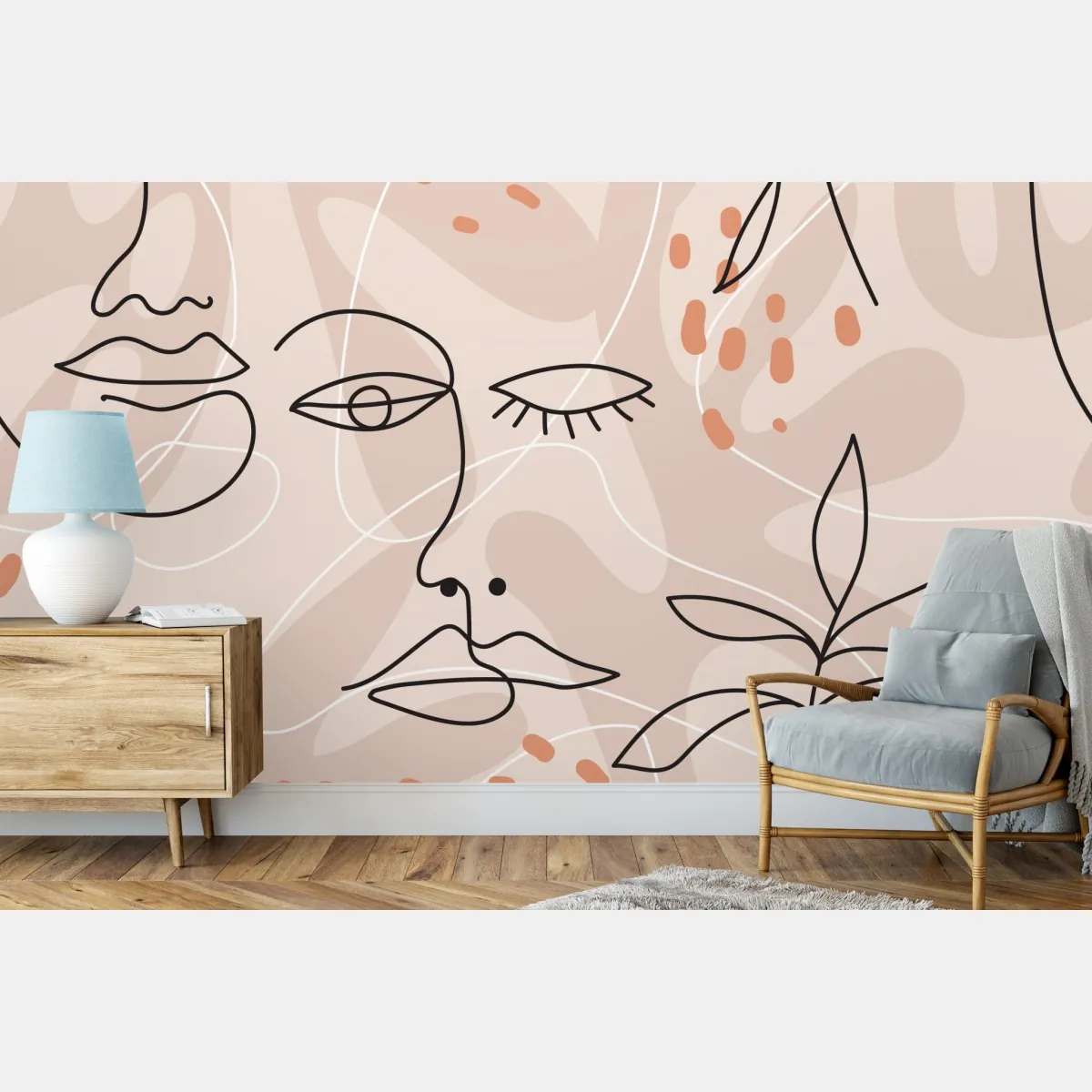 Fototapeta pastelowe szkice twarzy – Wallissimo® Fototapeta pastelowe szkice twarzy – Wallissimo®