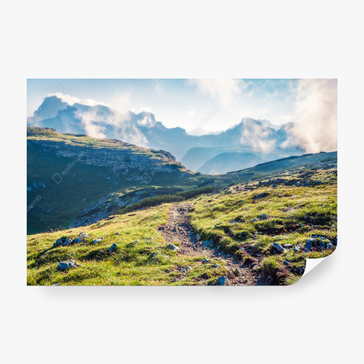 Fototapeta mglisty poranek na Monte Piana, Dolomity – Wallissimo® Fototapeta mglisty poranek na Monte Piana, Dolomity – Wallissimo®