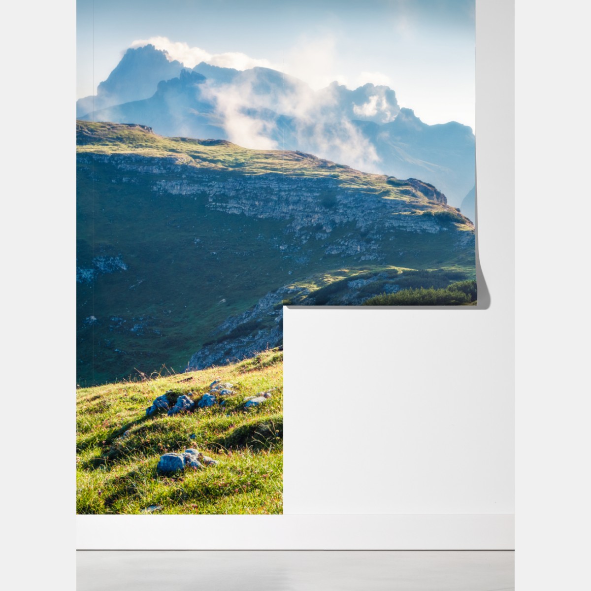 Fototapeta mglisty poranek na Monte Piana, Dolomity – Wallissimo® Fototapeta mglisty poranek na Monte Piana, Dolomity – Wallissimo®