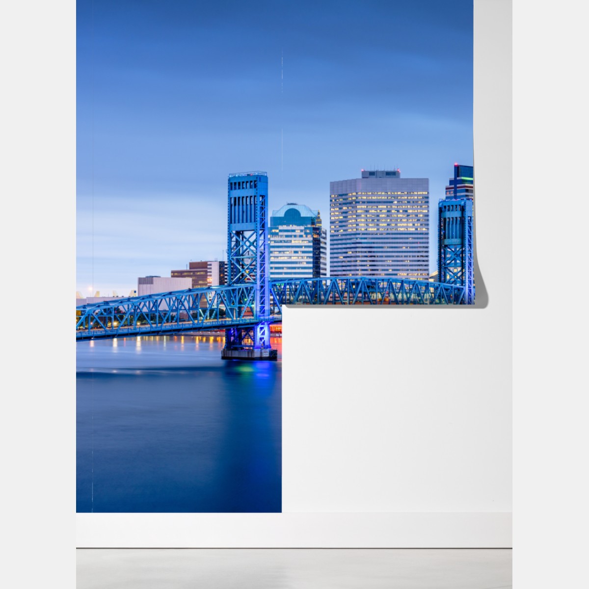 Fototapeta Jacksonville panorama miasta o zmierzchu – Wallissimo® Fototapeta Jacksonville panorama miasta o zmierzchu – Wallissimo®