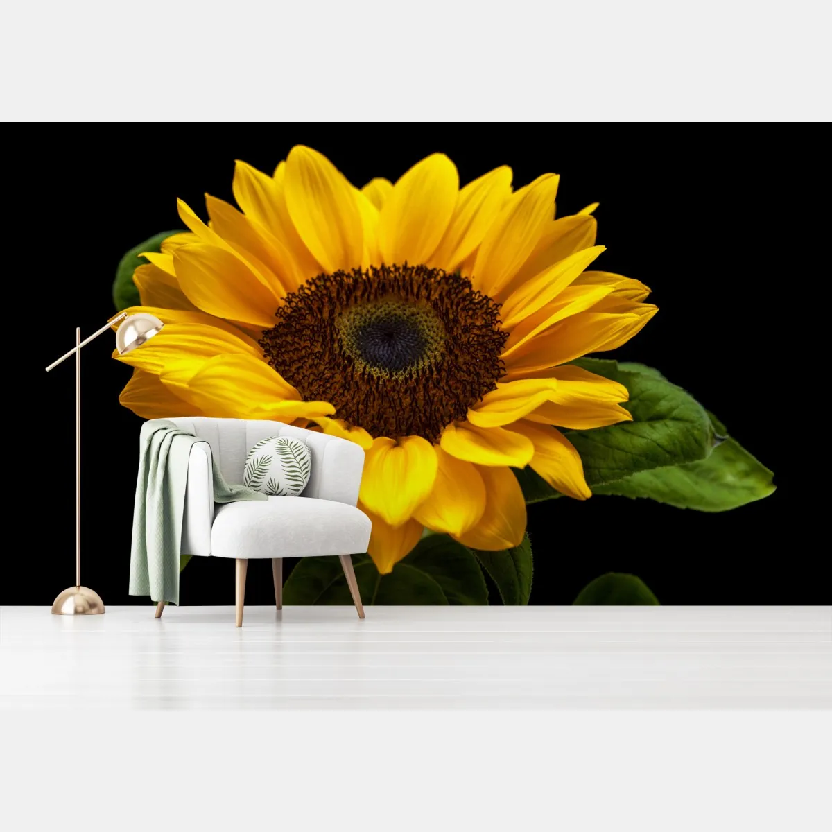 Fototapeta żywy słonecznik na czarnym tle – Wallissimo® Fototapeta żywy słonecznik na czarnym tle – Wallissimo®