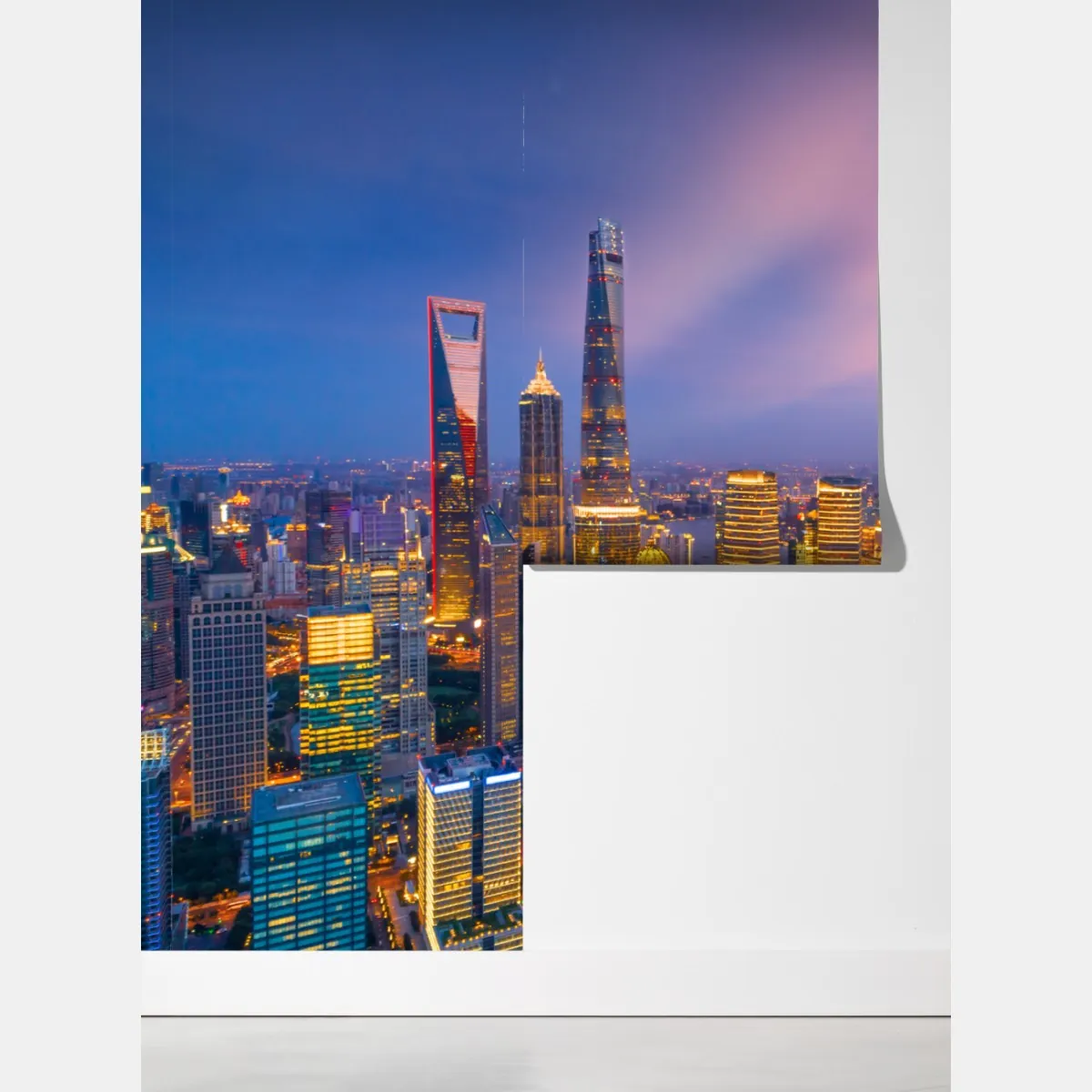 Fototapeta Szanghaj nocna panorama miasta – Wallissimo® Fototapeta Szanghaj nocna panorama miasta – Wallissimo®