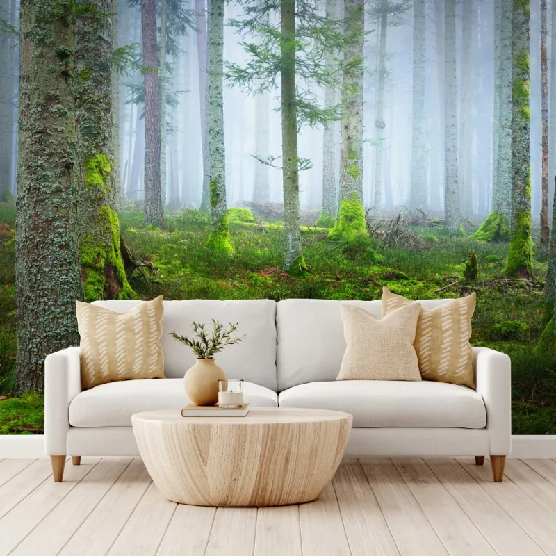 Fototapeta mglisty las sosnowy z Alzacji