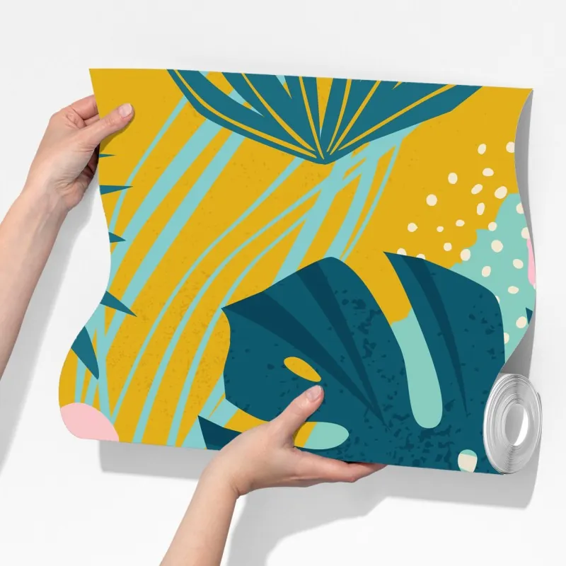 Fototapeta tropikalne liście i kwiaty – Wallissimo® Fototapeta tropikalne liście i kwiaty – Wallissimo®