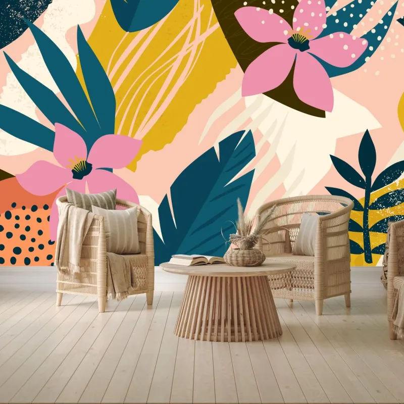 Fototapeta tropikalna abstrakcyjna grafika kwiatowa