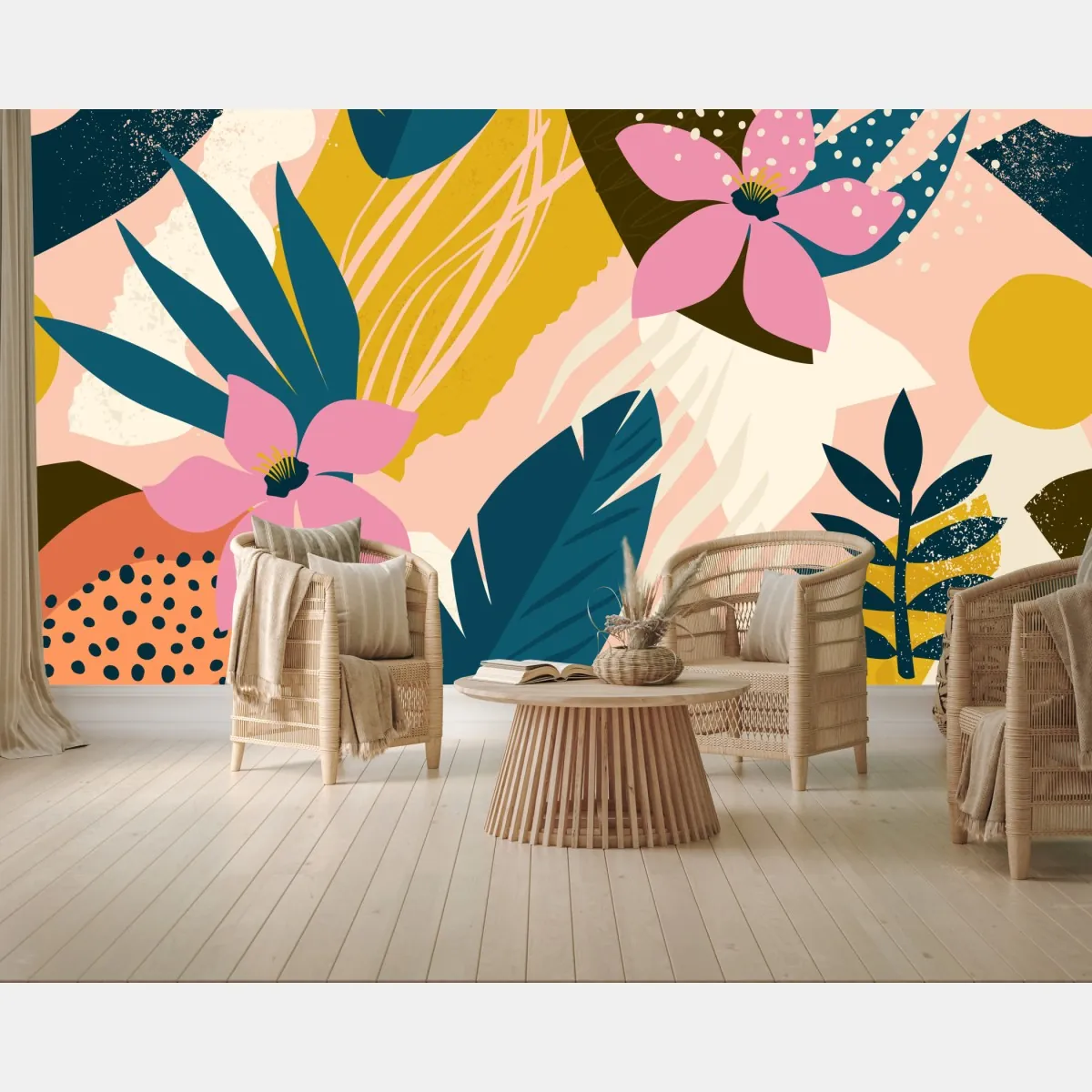 Fototapeta tropikalna abstrakcyjna grafika kwiatowa – Wallissimo® Fototapeta tropikalna abstrakcyjna grafika kwiatowa – Wallissimo®