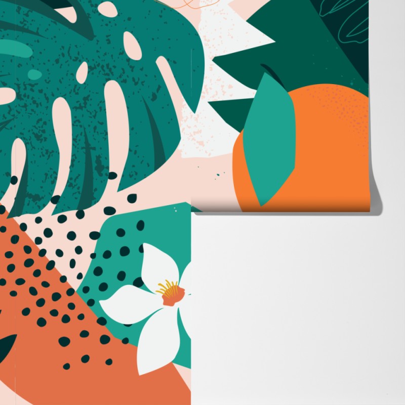 Fototapeta tropikalne liście i cytrusowa ilustracja – Wallissimo® Fototapeta tropikalne liście i cytrusowa ilustracja – Wallissimo®