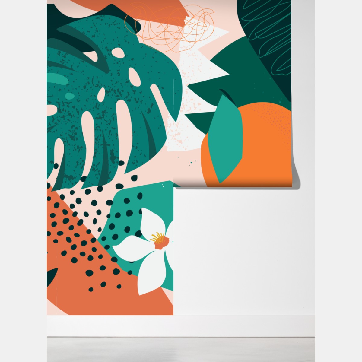 Fototapeta tropikalne liście i cytrusowa ilustracja – Wallissimo® Fototapeta tropikalne liście i cytrusowa ilustracja – Wallissimo®