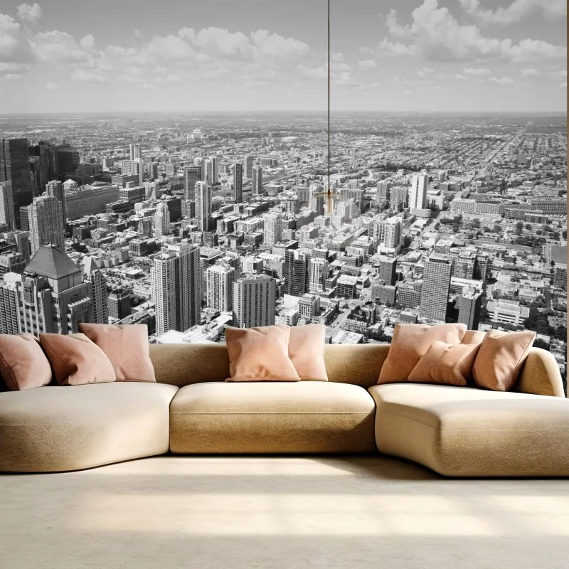 Fototapeta Chicago panorama miasta w odcieniach szarości – Wallissimo® Fototapeta Chicago panorama miasta w odcieniach szarości – Wallissimo®