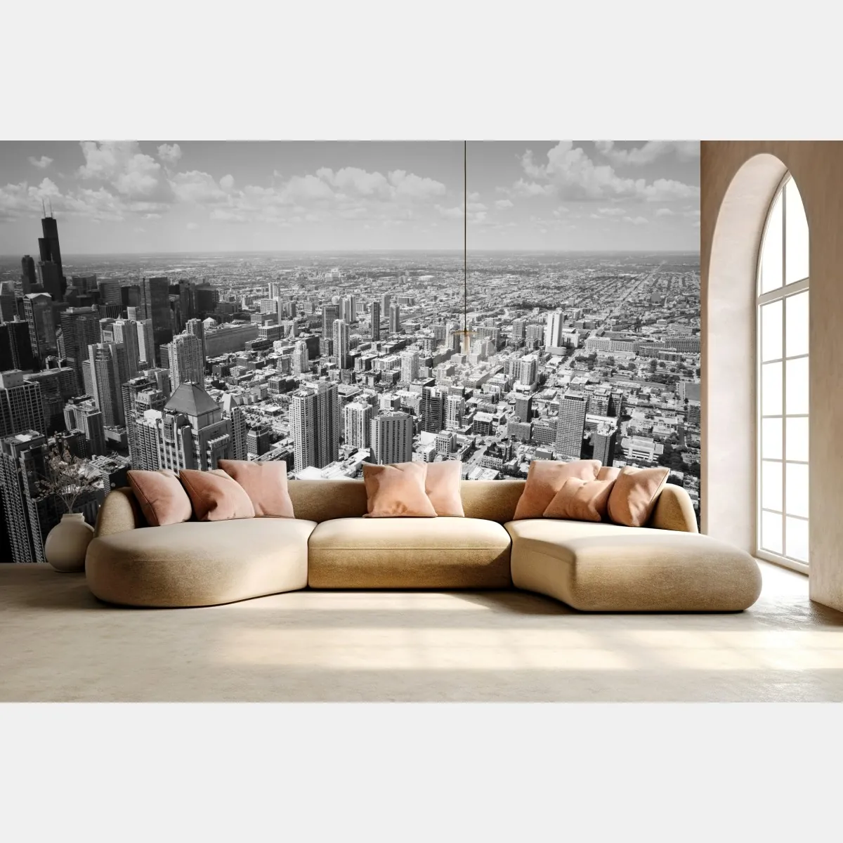 Fototapeta Chicago panorama miasta w odcieniach szarości – Wallissimo® Fototapeta Chicago panorama miasta w odcieniach szarości – Wallissimo®