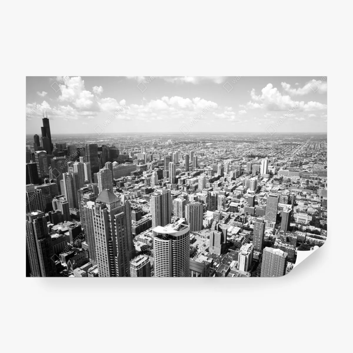Fototapeta Chicago panorama miasta w odcieniach szarości – Wallissimo® Fototapeta Chicago panorama miasta w odcieniach szarości – Wallissimo®