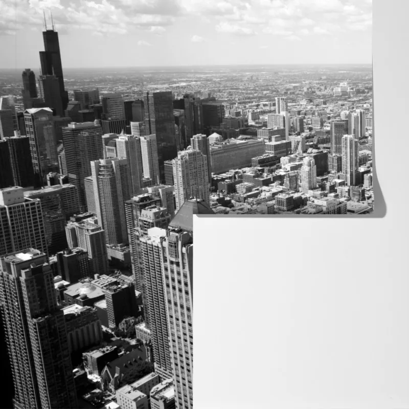 Fototapeta Chicago panorama miasta w odcieniach szarości – Wallissimo® Fototapeta Chicago panorama miasta w odcieniach szarości – Wallissimo®
