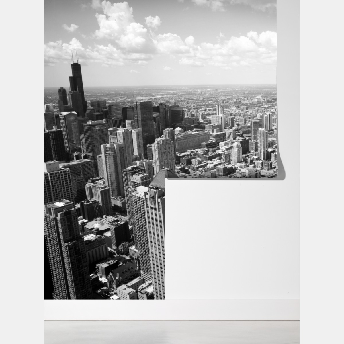 Fototapeta Chicago panorama miasta w odcieniach szarości – Wallissimo® Fototapeta Chicago panorama miasta w odcieniach szarości – Wallissimo®