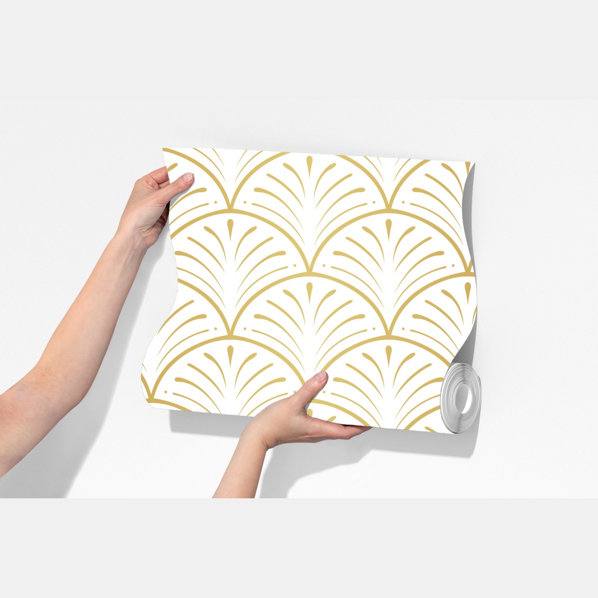 Fototapeta złoty wzór art deco w stylu wachlarza – Wallissimo® Fototapeta złoty wzór art deco w stylu wachlarza – Wallissimo®