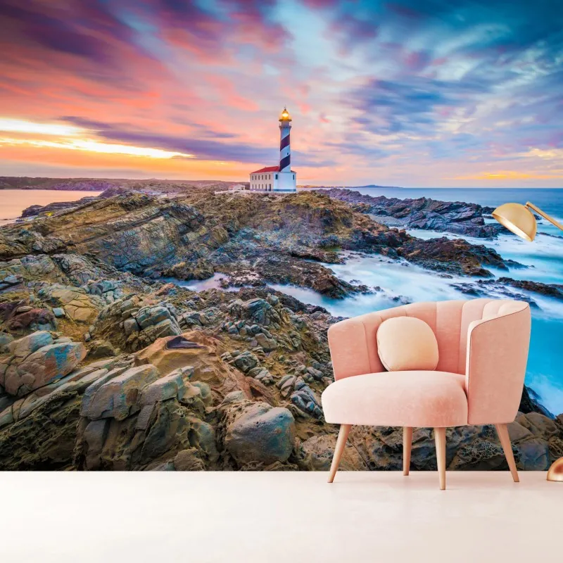 Fototapeta zachód słońca przy latarni Favaritx, Minorka