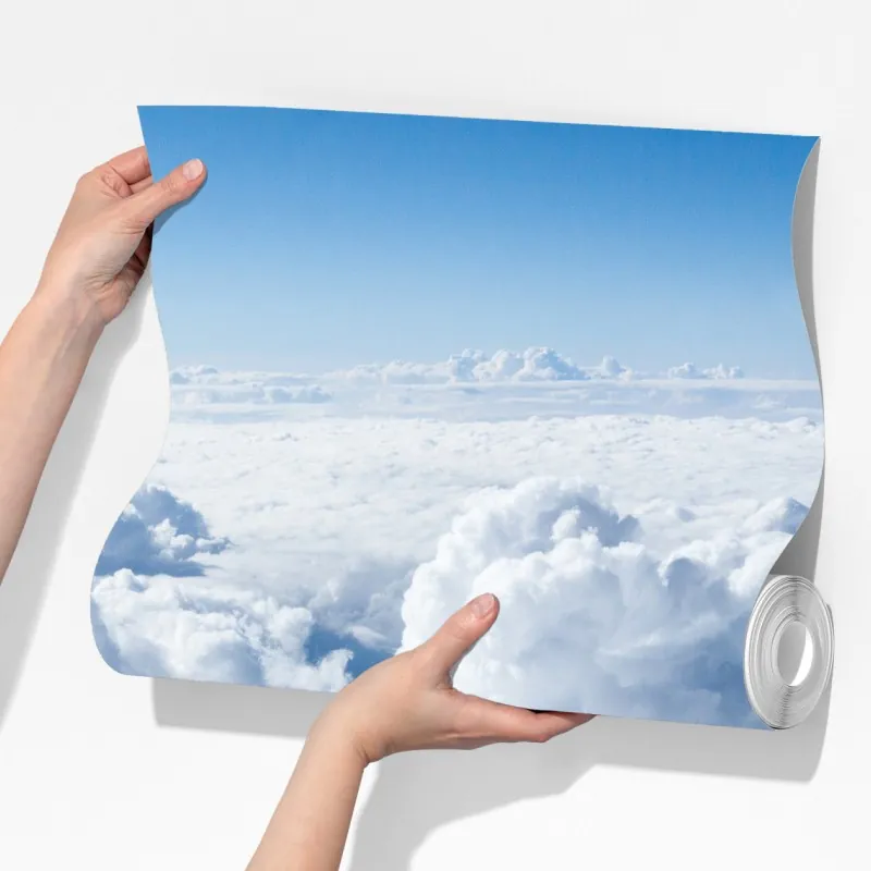 Fototapeta widok z lotu ptaka: miękkie chmury i błękitne niebo – Wallissimo® Fototapeta widok z lotu ptaka: miękkie chmury i błękitne niebo – Wallissimo®