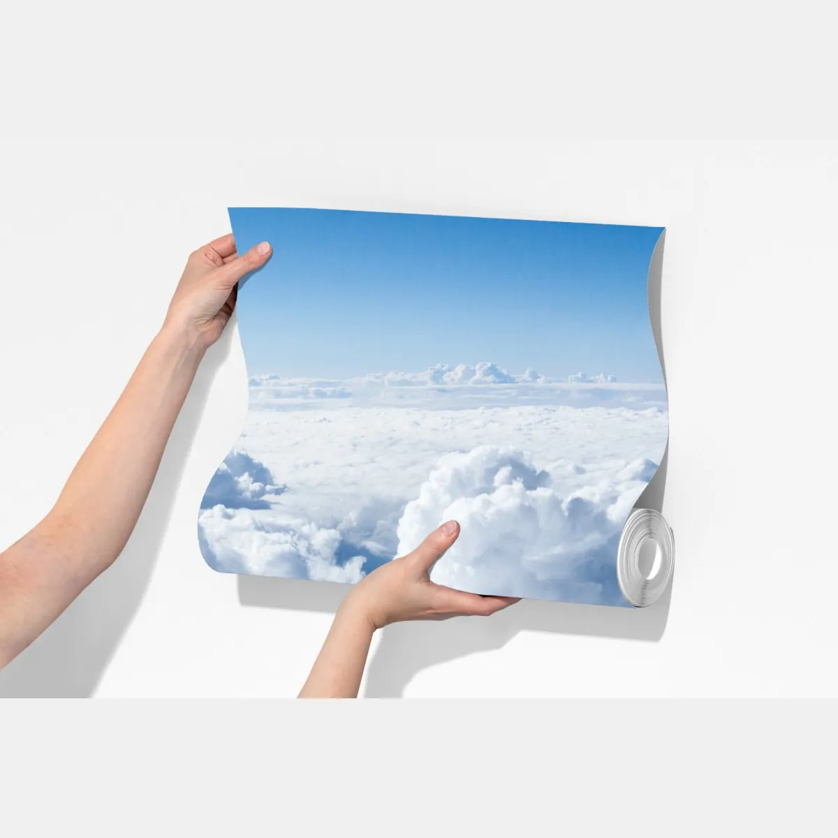 Fototapeta widok z lotu ptaka: miękkie chmury i błękitne niebo – Wallissimo® Fototapeta widok z lotu ptaka: miękkie chmury i błękitne niebo – Wallissimo®