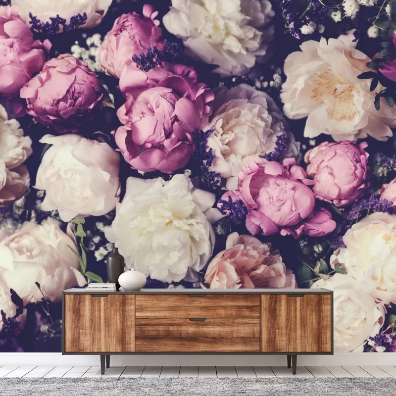 Fototapeta romantyczny bukiet piwonii w pastelowych tonach