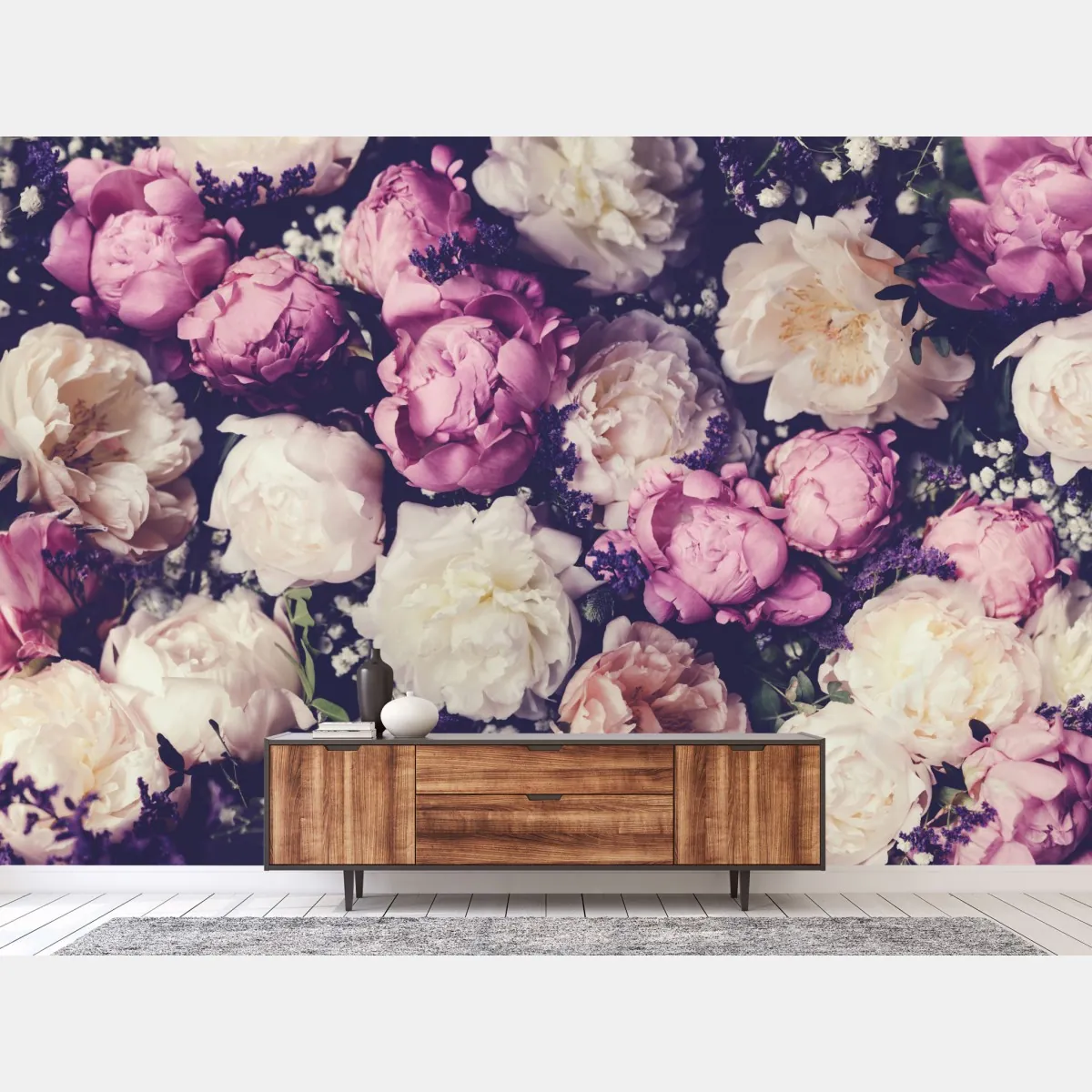 Fototapeta romantyczny bukiet piwonii w pastelowych tonach – Wallissimo® Fototapeta romantyczny bukiet piwonii w pastelowych tonach – Wallissimo®