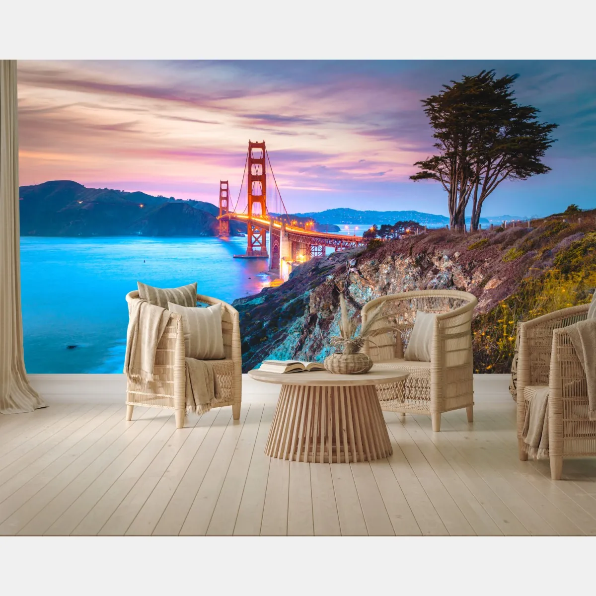 Fototapeta Golden Gate Bridge o zmierzchu – Wallissimo® Fototapeta Golden Gate Bridge o zmierzchu – Wallissimo®