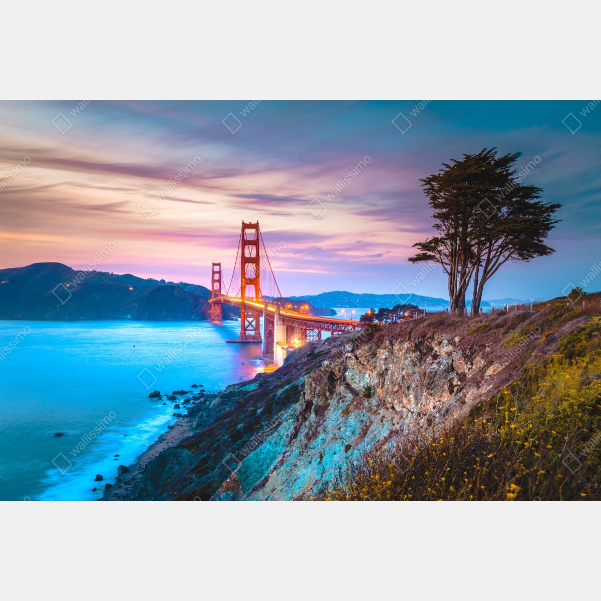 Fototapeta Golden Gate Bridge o zmierzchu – Wallissimo® Fototapeta Golden Gate Bridge o zmierzchu – Wallissimo®