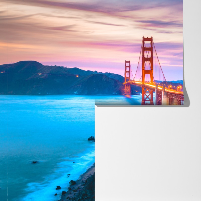 Fototapeta Golden Gate Bridge o zmierzchu – Wallissimo® Fototapeta Golden Gate Bridge o zmierzchu – Wallissimo®