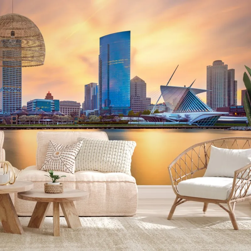 Fototapeta Milwaukee panorama miasta o zmierzchu