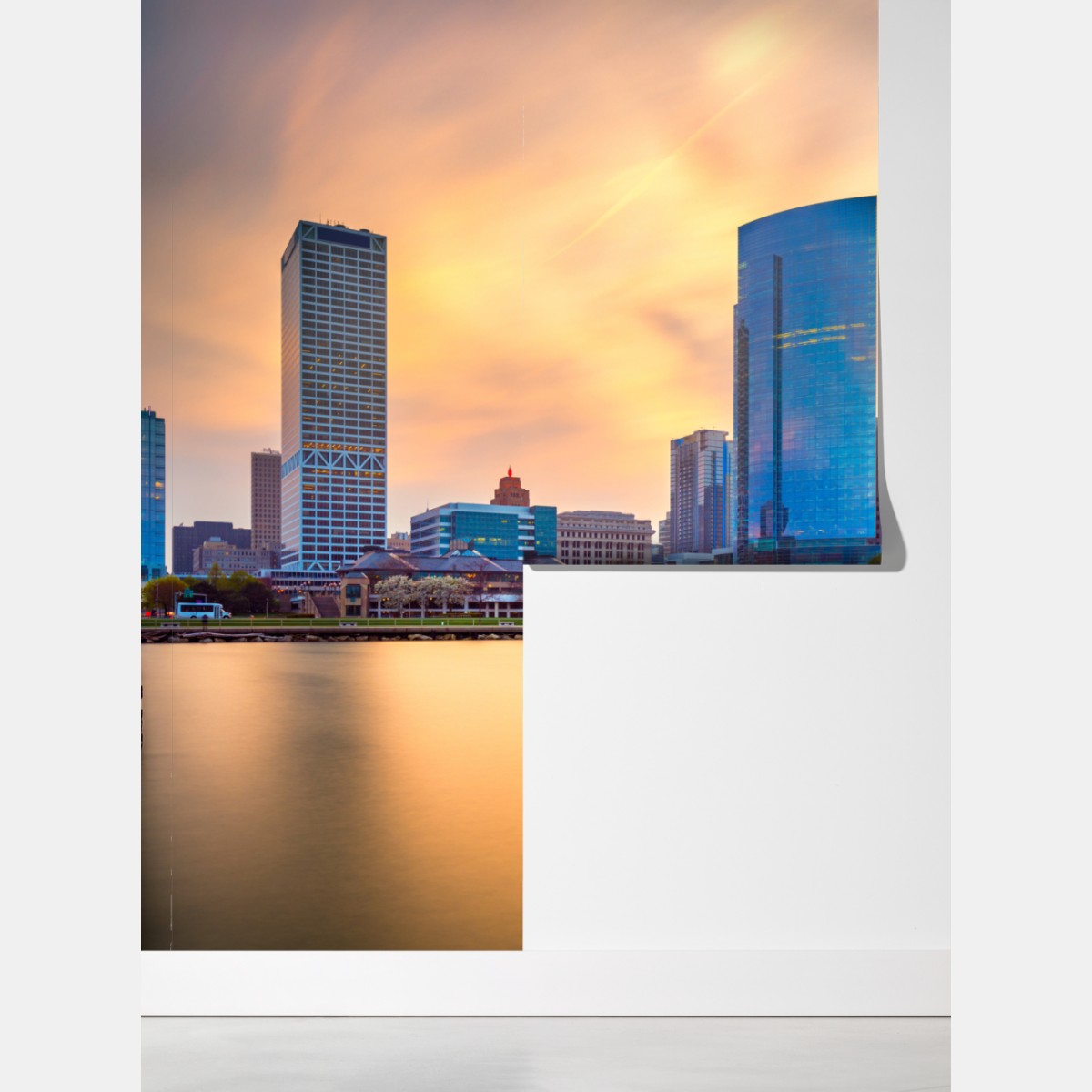 Fototapeta Milwaukee panorama miasta o zmierzchu – Wallissimo® Fototapeta Milwaukee panorama miasta o zmierzchu – Wallissimo®