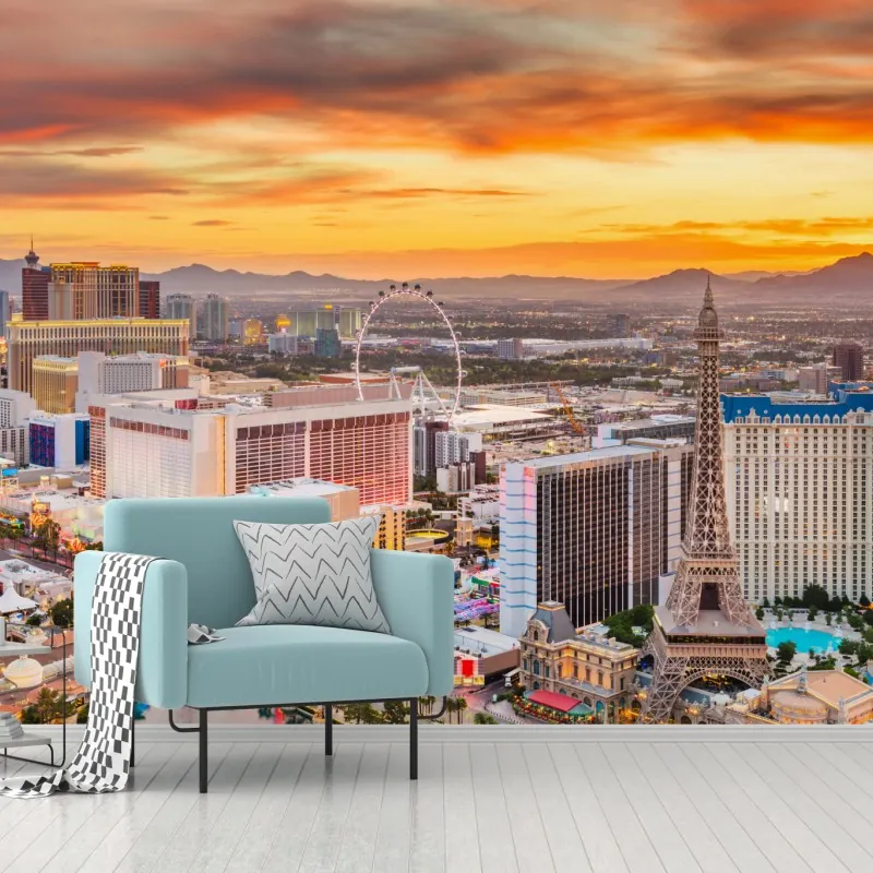 Fototapeta Las Vegas panorama o zmierzchu – Wallissimo® Fototapeta Las Vegas panorama o zmierzchu – Wallissimo®