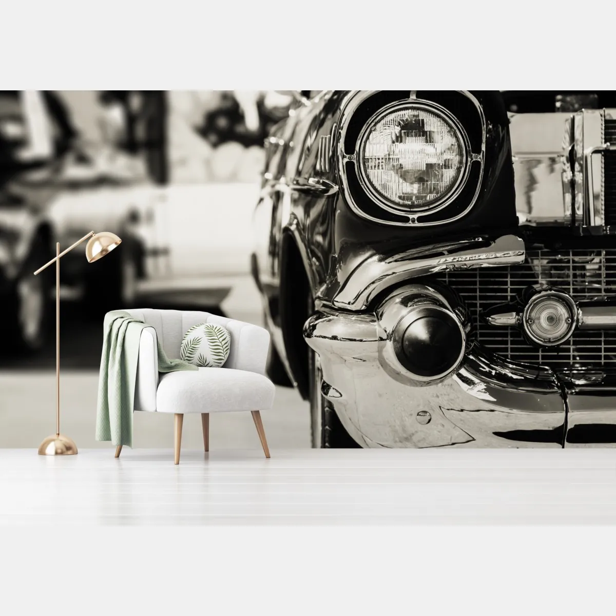 Fototapeta zabytkowy chromowany samochód zbliżenie – Wallissimo® Fototapeta zabytkowy chromowany samochód zbliżenie – Wallissimo®