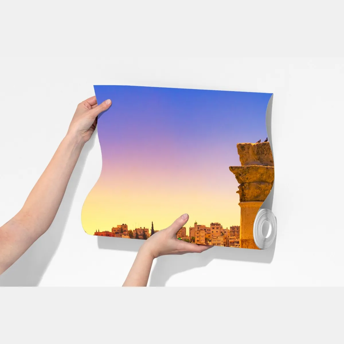 Fototapeta złota panorama Ammanu z antycznymi kolumnami – Wallissimo® Fototapeta złota panorama Ammanu z antycznymi kolumnami – Wallissimo®