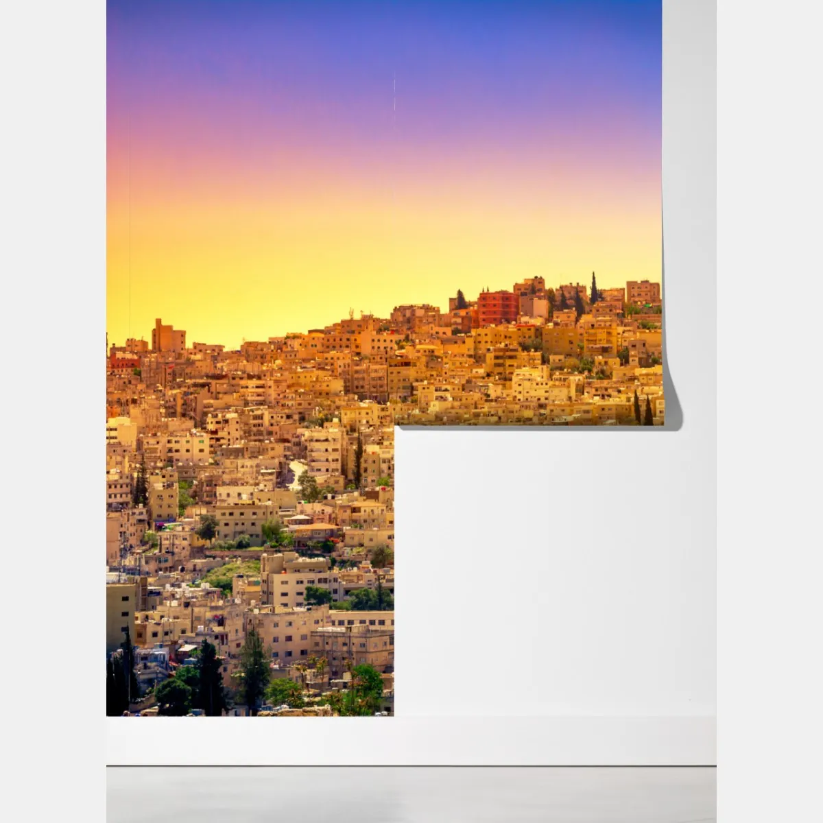 Fototapeta złota panorama Ammanu z antycznymi kolumnami – Wallissimo® Fototapeta złota panorama Ammanu z antycznymi kolumnami – Wallissimo®