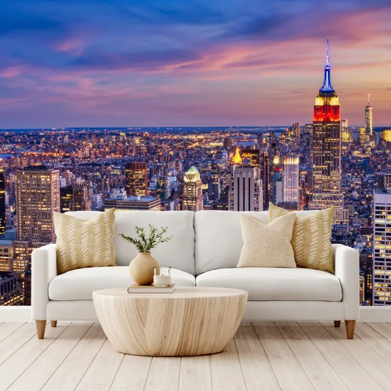 Fototapeta panorama Nowego Jorku o zmierzchu – Wallissimo® Fototapeta panorama Nowego Jorku o zmierzchu – Wallissimo®