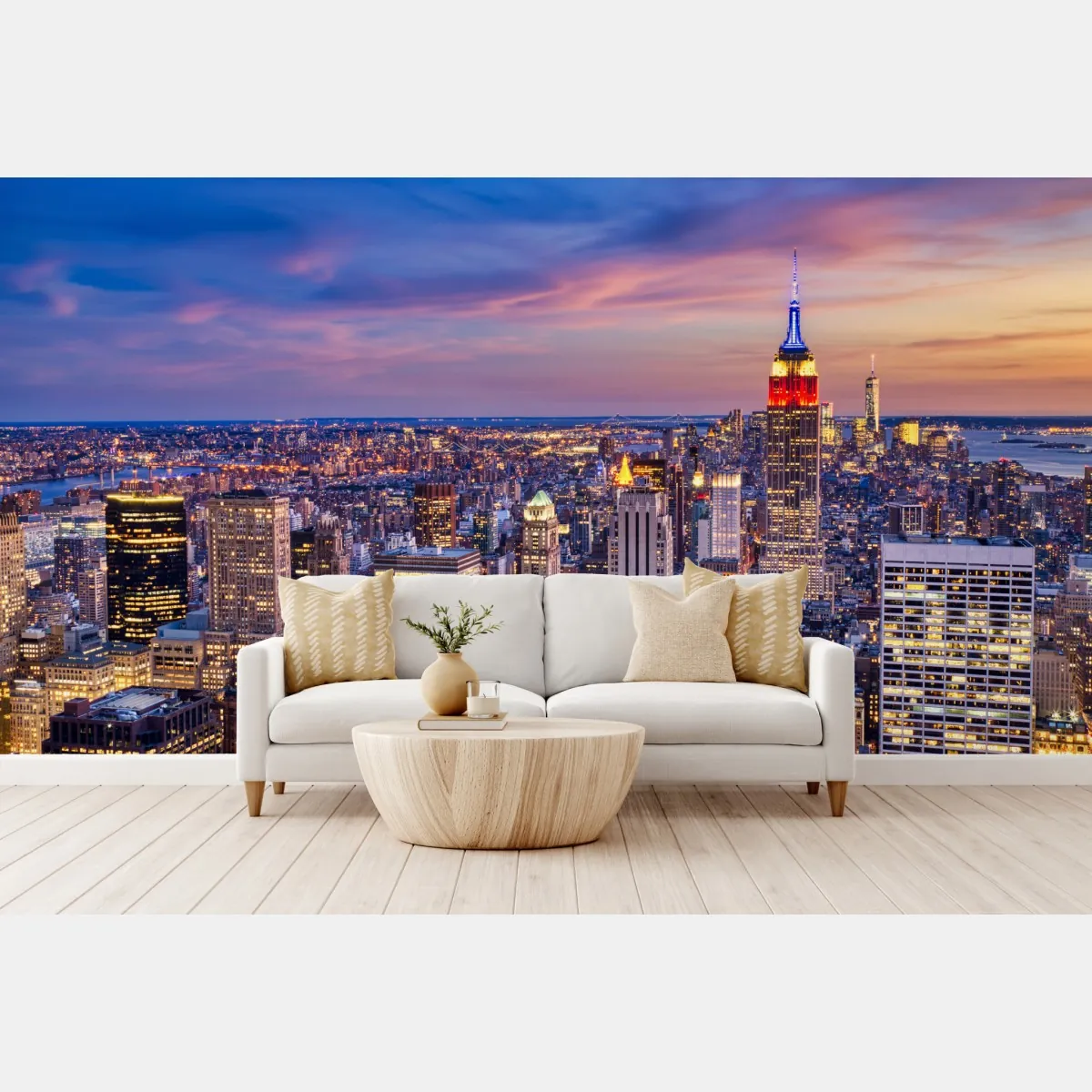 Fototapeta panorama Nowego Jorku o zmierzchu – Wallissimo® Fototapeta panorama Nowego Jorku o zmierzchu – Wallissimo®