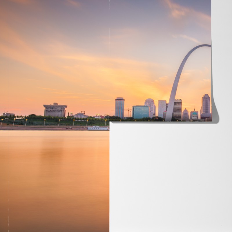 Fototapeta St. Louis panorama o zmierzchu – Wallissimo® Fototapeta St. Louis panorama o zmierzchu – Wallissimo®