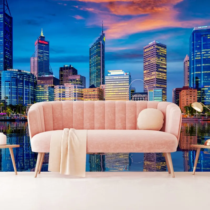 Fototapeta Perth panorama miasta o zachodzie słońca