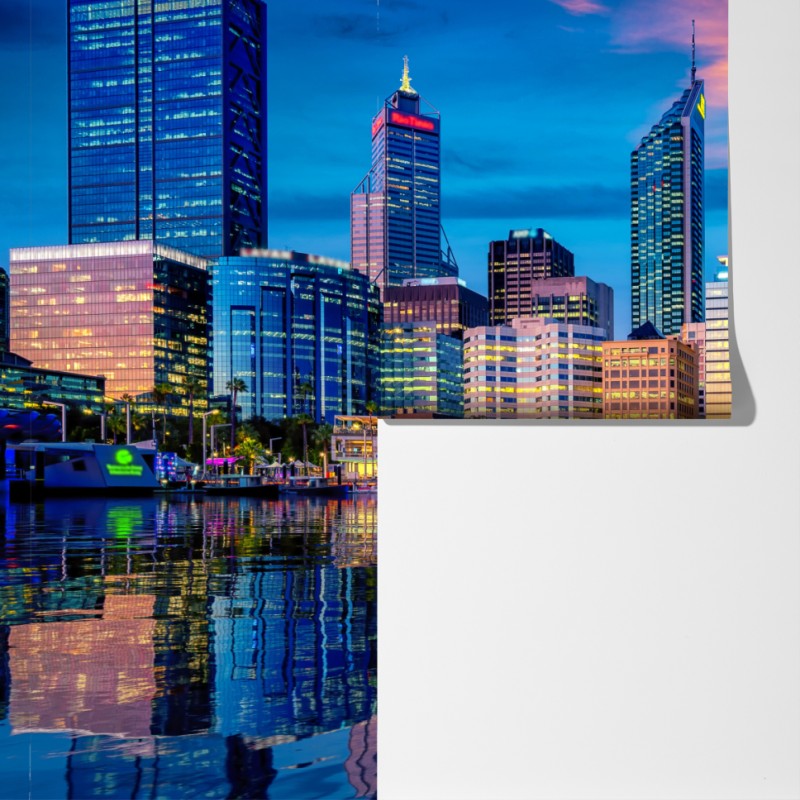 Fototapeta Perth panorama miasta o zachodzie słońca – Wallissimo® Fototapeta Perth panorama miasta o zachodzie słońca – Wallissimo®