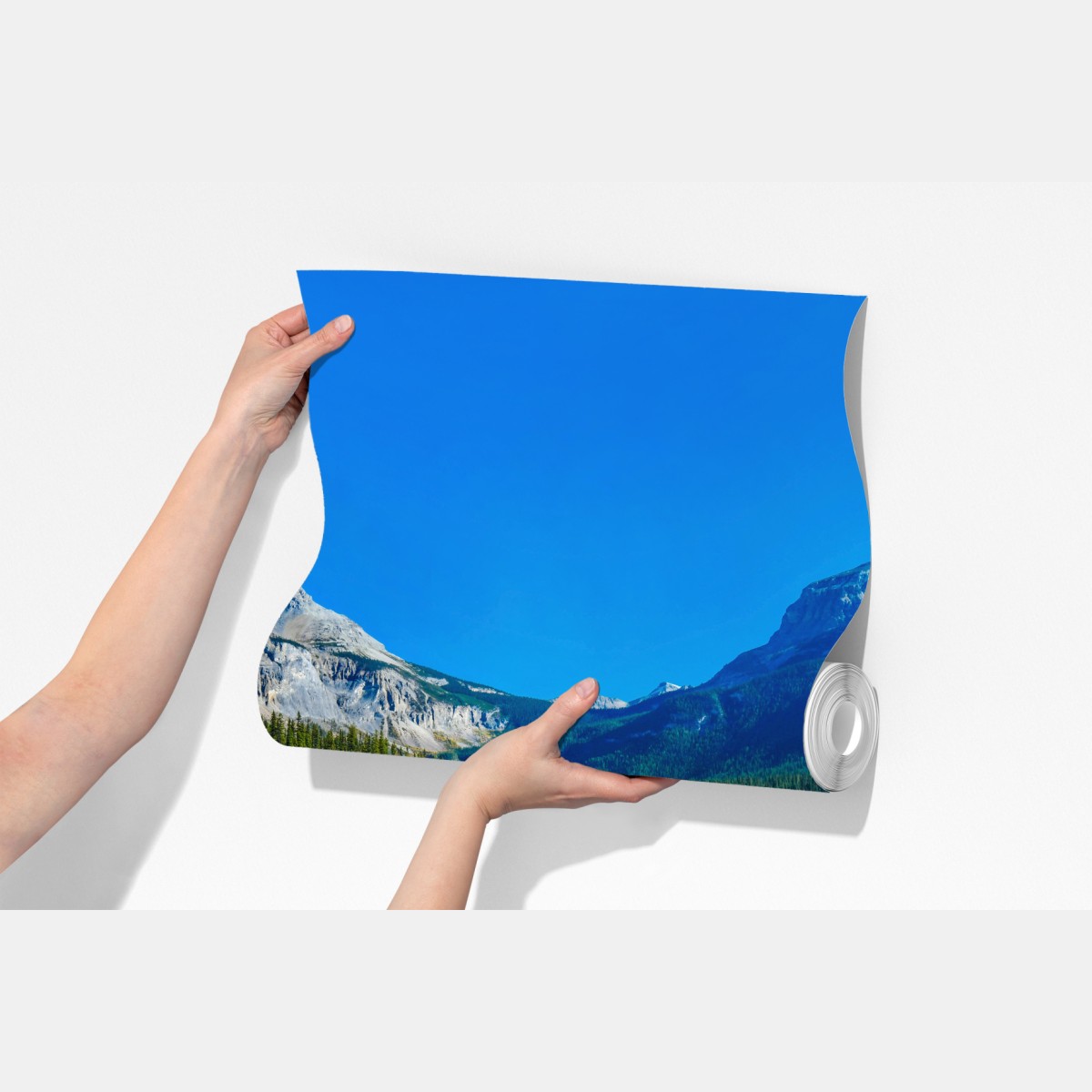 Fototapeta turkusowe alpejskie jezioro z odbiciami gór – Wallissimo® Fototapeta turkusowe alpejskie jezioro z odbiciami gór – Wallissimo®