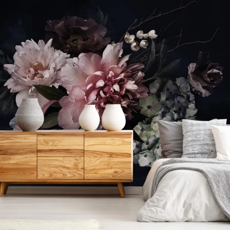 Fototapeta bukiet piwonii i hortensji