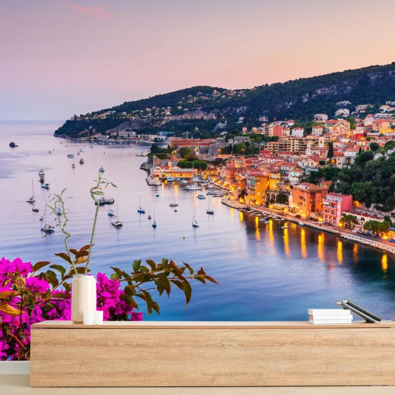 Fototapeta zachód słońca nad zatoką Villefranche-sur-Mer