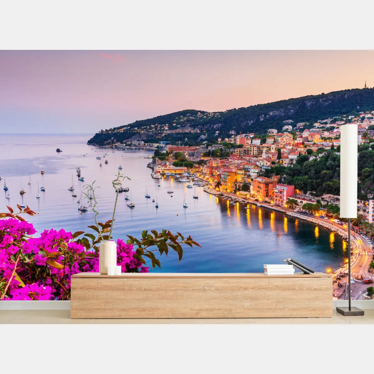 Fototapeta zachód słońca nad zatoką Villefranche-sur-Mer – Wallissimo® Fototapeta zachód słońca nad zatoką Villefranche-sur-Mer – Wallissimo®
