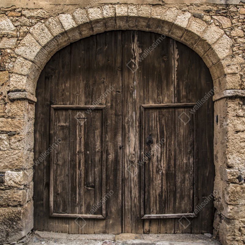 Fototapeta rustykalne drewniane drzwi w kamiennym łuku – Wallissimo® Fototapeta rustykalne drewniane drzwi w kamiennym łuku – Wallissimo®